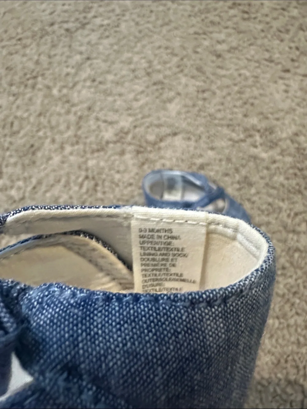 Janie and Jack Chambray Knot Strap Mary Jane crib Shoes 0-3m
